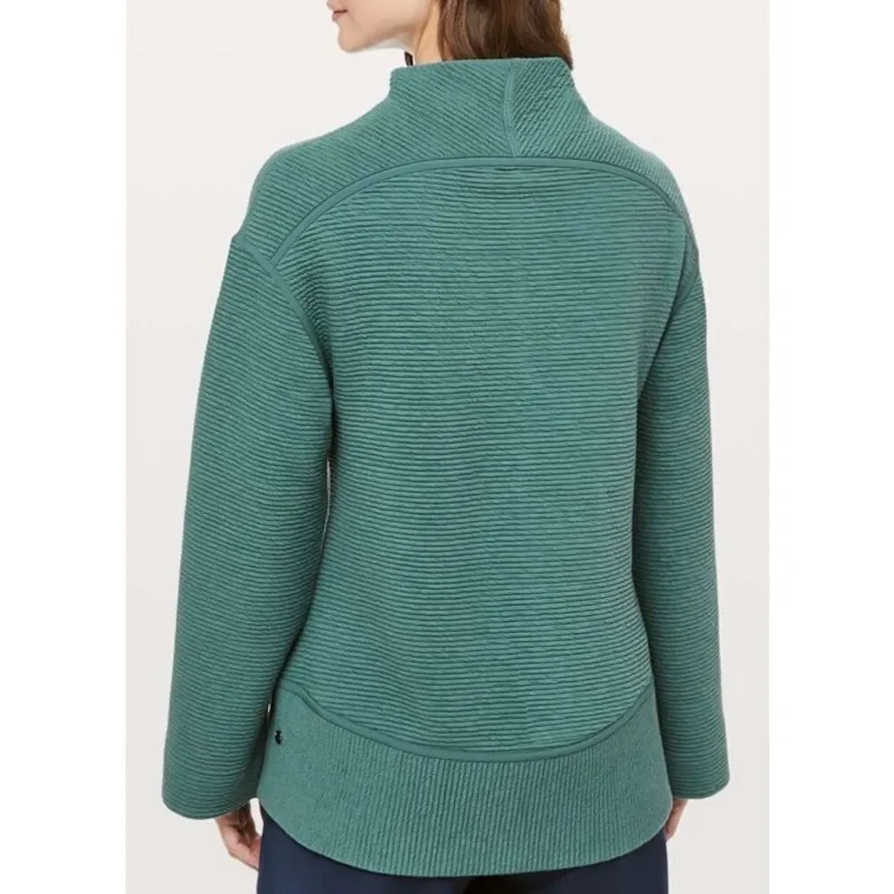 Lululemon On Repeat Mock Neck Green Smoke Long Sleeve TOP Shirt sz M
